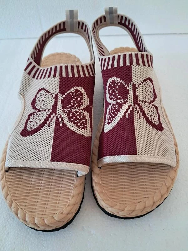 Butterfly Sandals - Papillon - Beige and Bordeaux / Red - Size 38 – photo 3